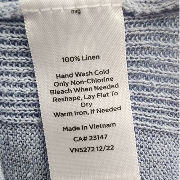Talbots Petite Light Blue Linen Girlfriend Button Down Sweater Cardigan Size MP - Picture 6 of 7